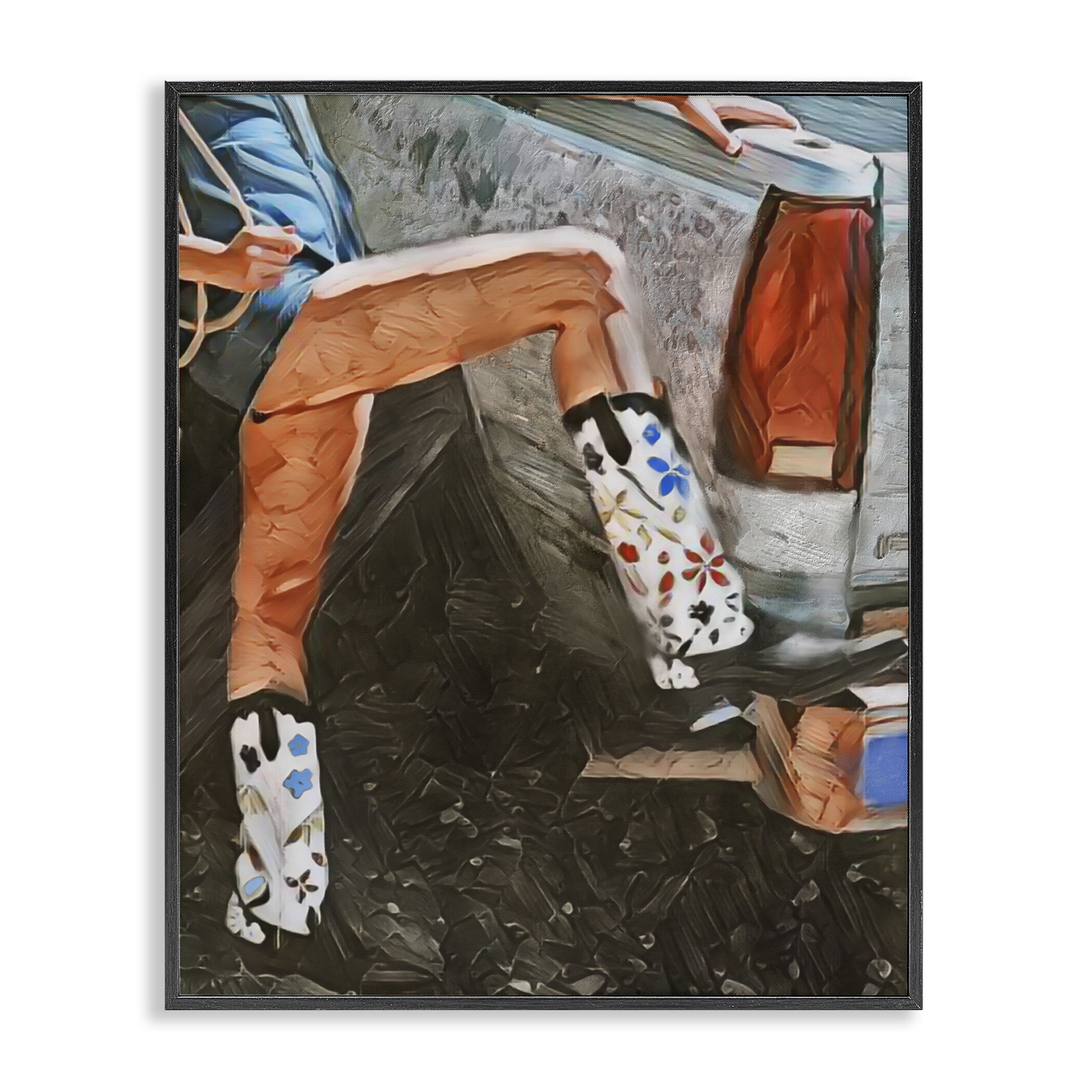 Round Up Cowgirl Boots Black Framed Giclee Art, design by Jesse Keith