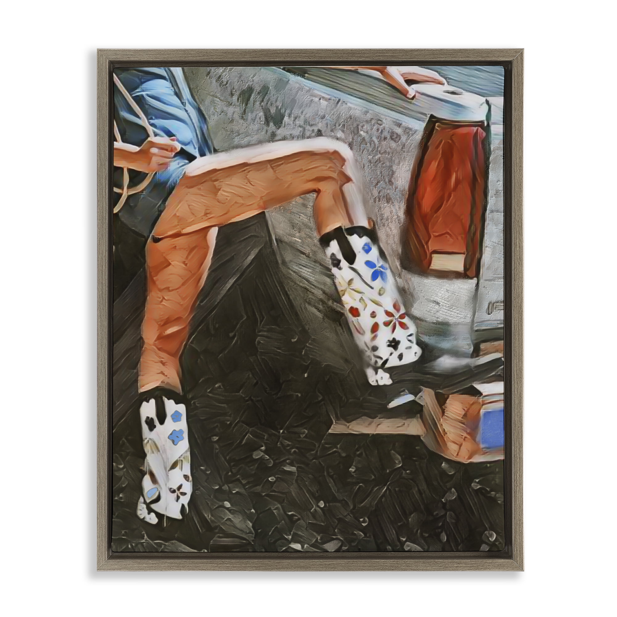 Round Up Cowgirl Boots Brown Framed Floater Canvas Wall Art, design by Jesse Keith