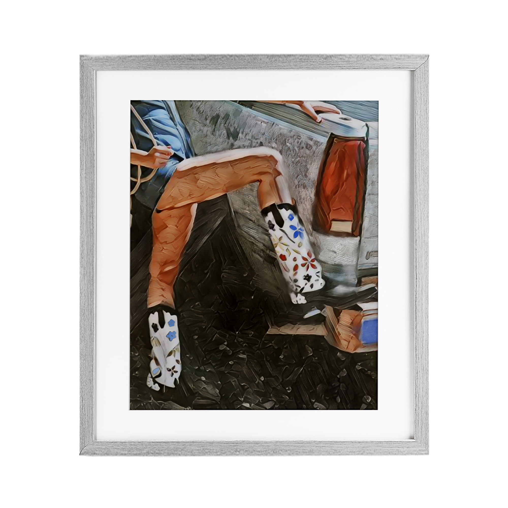Round Up Cowgirl Boots Gray Framed Print Under Glass, design by Jesse Keith