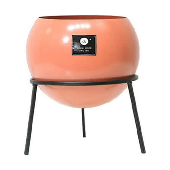 Round Vase Planter with Potted Plant Stand Modern Metal Flower Pot Indoor Display Rack