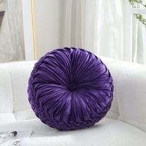 Round Velvet Decorative Pillow for Couch 15-Inch (Purple)