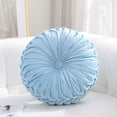 thumbnail image 1 of Velvet 15-Inch Round Decorative Pillow for Couch Decor (Sky Blue), 1 of 7