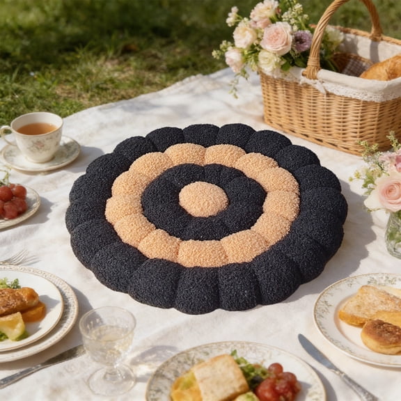 Round Velvet Floor Cushion with Strap – Portable Meditation & Reading Pillow, Thick Pearl Cotton Filling for Indoor/Outdoor Use, 16.5 Inch Seat Pad for Office Chair, Ottoman, or Pet Bed