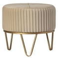 thumbnail image 1 of Round Velvet Ottoman Stool Raised with Hairpin Gold Base, 1 of 8