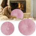 thumbnail image 1 of Round Velvet Pillow, Sofa Bed Bedroom Decorative Throw Pillow (35cm, Pink), 1 of 8