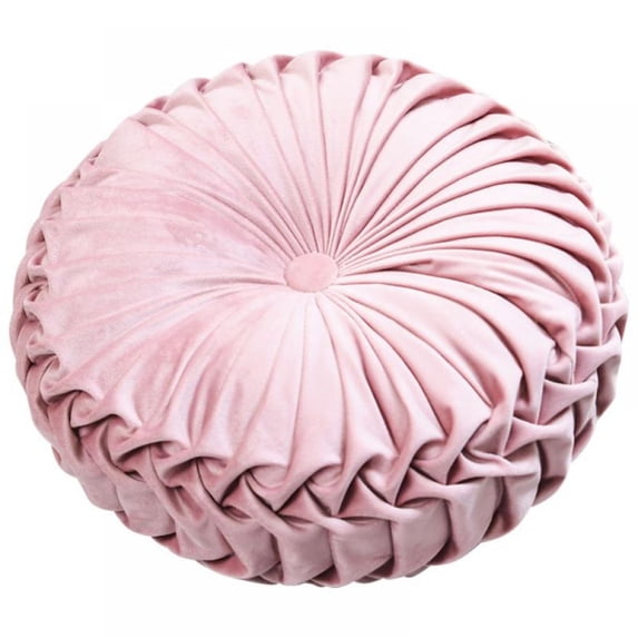 Round Velvet Pillow for Couch Small Handmade Decorative Throw Pillow for Bed Bedroom 15" Pink