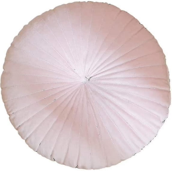 Round Velvet Throw Pillow Pleated Pumpkin Pillow Chair Cushion Floor Pillow Decoration For Home Sofa Bed Bay Window Car 15x15x4 Inch(pink)