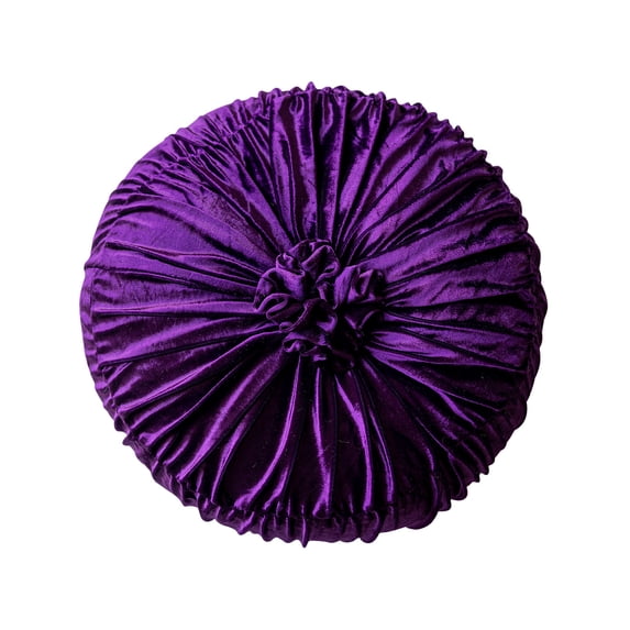 Round Velvet Throw Pillow, Ruched Decorative Cushion, Pleated Rosette Accent Pillow With Soft Filled Center, Sofa Bed Chair Window Seat Home Decoration Cushion