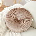 thumbnail image 1 of Round Velvet Throw Pillow, Soft Decorative Cushion for Sofa, Couch, Bedroom, Living Room, Plush Modern Home Decor, 16 Inch, 1 of 7