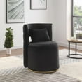 thumbnail image 1 of Round Velvet Vanity Chair with Tufted Button Back & Storage – Swivel Chair for Living Room with Pillow Included (Black), 1 of 9