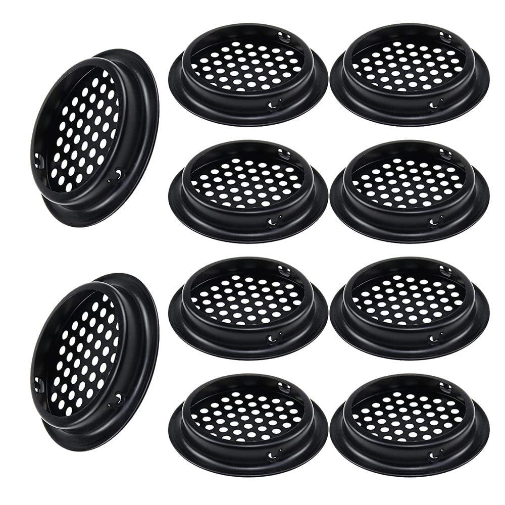 Round Ventilation Grilles Air Vent Covers Circle 53mm/2inch Stainless Steel Ducting Ventilation Cover Black Circular Soffit Vents Keep Air Flow For St