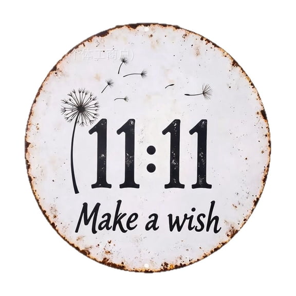 Round Vintage Dandelion Wish Metal Sign, Rustic Hanging Plaque for Garden Patio Wall Home Decor Ornament 8Inch