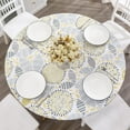 thumbnail image 1 of Round Vinyl Fitted Tablecloth with Flannel Backing Elastic Edge Design Table Cover Waterproof Oil-Proof PVC Table Cloth Stain-Resistant Wipeable for Round Table, 1 of 6