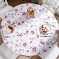 thumbnail image 1 of Round Vinyl Fitted Tablecloth with Flannel Backing Elastic Edge Design Table Cover Waterproof Oil-Proof Plastic Table Cloth Stain-Resistant Wipeable for 45"-52" Round, 1 of 5