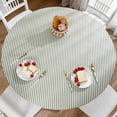 thumbnail image 1 of Round Vinyl Fitted Tablecloth with Flannel Backing Elastic Edge Design Table Cover Waterproof Oil-Proof Plastic Table Cloth Stain-Resistant Wipeable for 45"-52" Round, 1 of 5