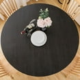 thumbnail image 1 of Round Vinyl Fitted Tablecloth with Flannel Backing Elastic Edge Plastic Table Cover - Black Wood - Waterproof Table Cloth Stain-Resistant Wipeable for 45"-52" Round Table, 1 of 6