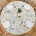 thumbnail image 1 of Round Vinyl Fitted Tablecloth with Flannel Backing Elastic Edge Plastic Table Cover Waterproof Table Cloth Stain-Resistant Wipeable for 45"-52" Round Table, 1 of 6