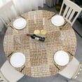 thumbnail image 1 of Round Vinyl Fitted Tablecloth with Flannel Backing Elastic Table Cloth Waterproof Oil-Proof Plastic Cover- Fits Tables up to 40" - 44" Diameter, 1 of 4