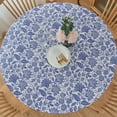 thumbnail image 1 of Round Vinyl Fitted Tablecloth with Flannel Backing Elastic Table Cloth Waterproof Oil-Proof Plastic Cover- Fits Tables up to 40" - 44" Diameter, 1 of 4