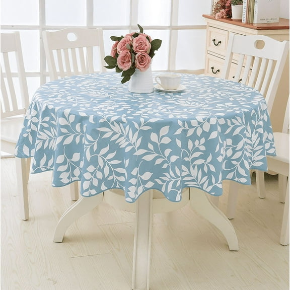 Round Vinyl Lace Tablecloth Waterproof PVC Plastic Wipeable Spillproof Peva Heavy Duty Stainproof Oilcloth Tablecloth for Card Table,e,70in,F114549