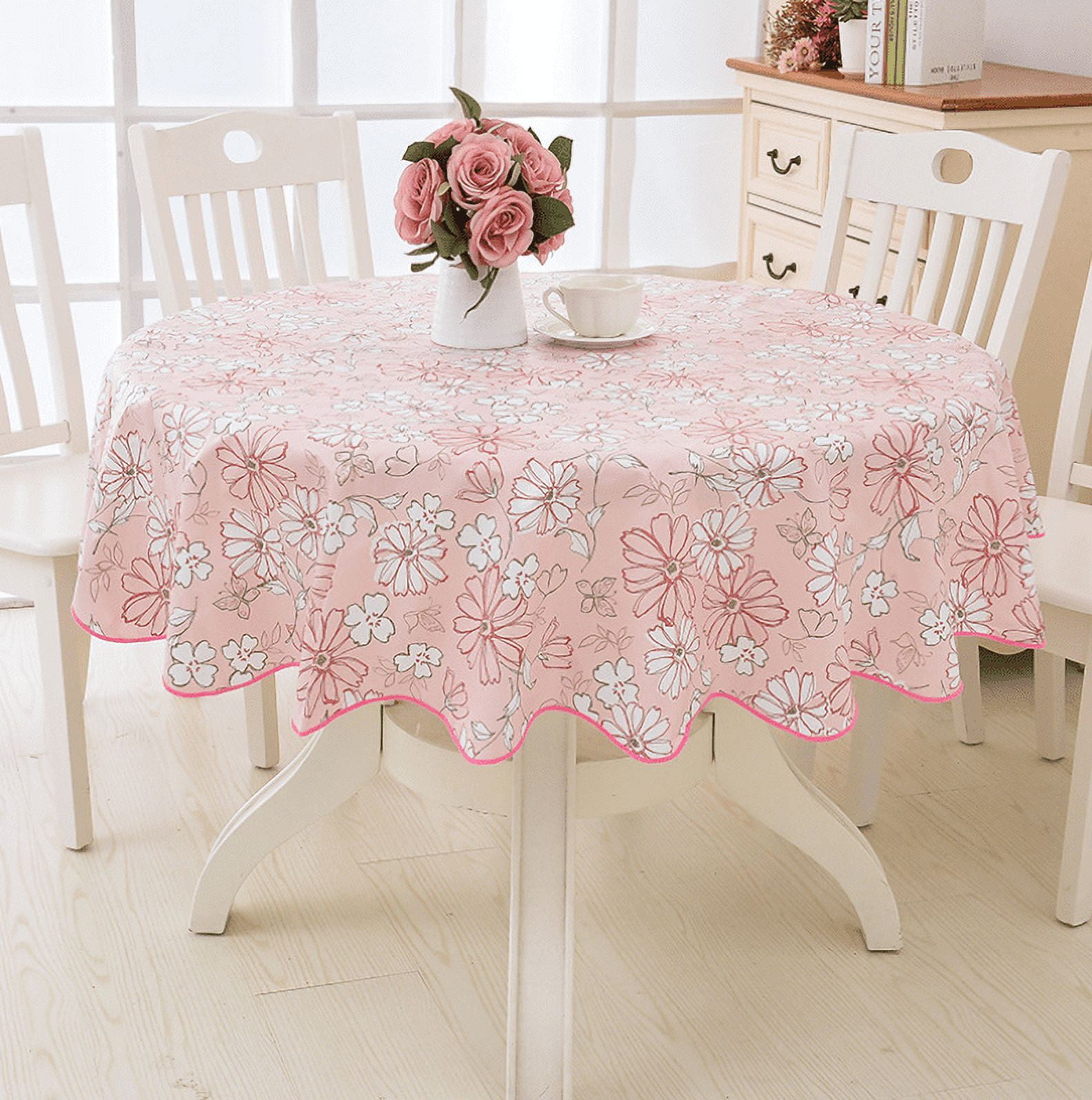 Round Vinyl Lace Tablecloth Waterproof PVC Plastic Wipeable Spillproof Peva Heavy Duty Stainproof Oilcloth Tablecloth for Card Table f 60in F114545 Walmart