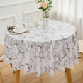 thumbnail image 1 of Round Vinyl Tablecloth, 60 Inch Tablecloths Vinyl Flannel Backed Tablecloth Waterproof, Wipeable Spillproof Plastic Tablecloth Table Cover for Dining, Camping, Indoor/Outdoor, 1 of 6