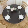 thumbnail image 1 of Round Vinyl Tablecloth with Elastic Edge, Black Fitted PVC Table Cover with Flannel Backing Waterproof Table Cloth Wipe Clean for Party Dining Outdoor, 45"- 52", 1 of 6