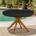 thumbnail image 1 of Round Vinyl Tablecloth Waterproof Oil-Proof Elastic Fitted Table Cover Wipe Clean Tablecloth for Indoor Outdoor Dining,Black, 1 of 8