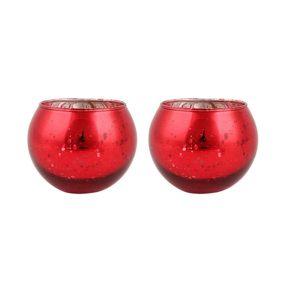 Round Votive Candle Holders Set of 2, Wedding Centerpiece Table Decorations, Mercury Glass Tealight Candle Holder for Bridal Shower, Baby Shower & Home Decor