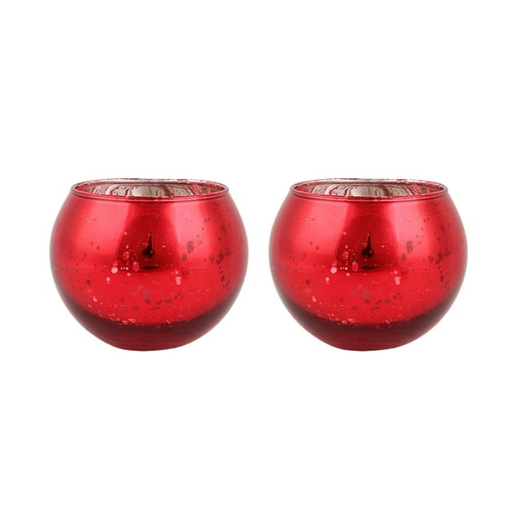 Round Votive Candle Holders Set of 2, Wedding Centerpiece Table Decorations, Mercury Glass Tealight Candle Holder for Bridal Shower, Baby Shower & Home Decor