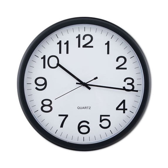 Round Wall Clock, 13.5" Overall Diameter, Black Case, 1 Aa (sold Separately) | Bundle of 10 Each