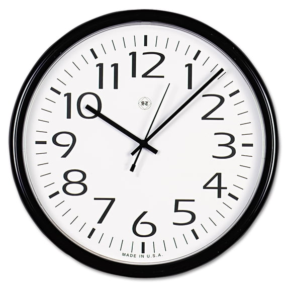 Round Wall Clock, 13.5" Overall Diameter, Black Case, 1 Aa (sold Separately) | Bundle of 5 Each