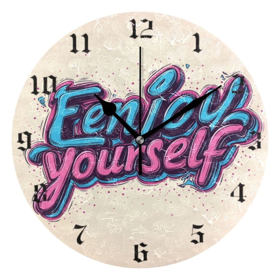 Round Wall Clock Battery Operated Silent Non-Ticking Decorative Creative Dual-Use Golden Pointer Clock Suit for Home Decor Living Room Kitchen Enjoy Yourself Retro Design