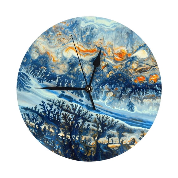 Round Wall Clock Cluttered Riverbanks Printed Decorative & Creative Dual-Purpose Clocks Battery Operated For Home/Office/Classroom/School Clock