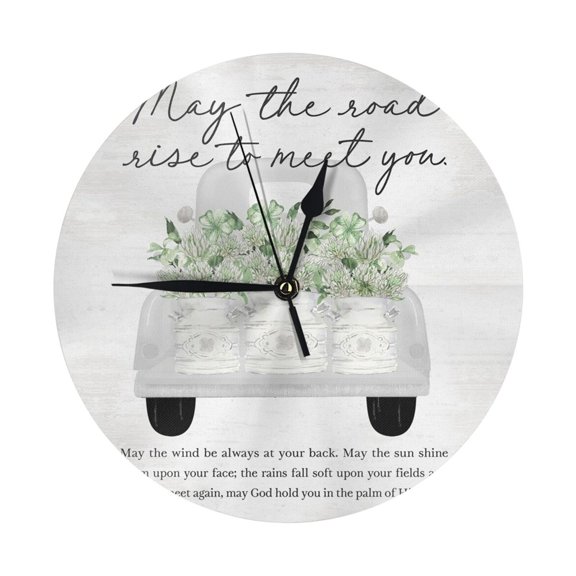 Round Wall Clock Country Irish Proverb Printed Decorative & Creative Dual-Purpose Clocks Battery Operated For Home/Office/Classroom/School Clock