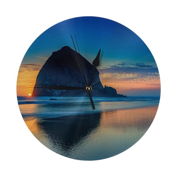 Round Wall Clock Deep Sunset Island Printed Decorative & Creative Dual-Purpose Clocks Battery Operated For Home/Office/Classroom/School Clock