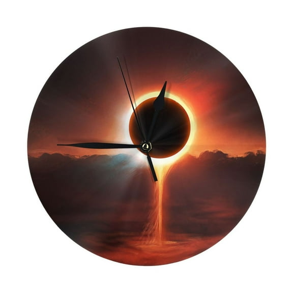 Round Wall Clock Eclipse Printed Decorative & Creative Dual-Purpose Clocks Battery Operated For Home/Office/Classroom/School Clock