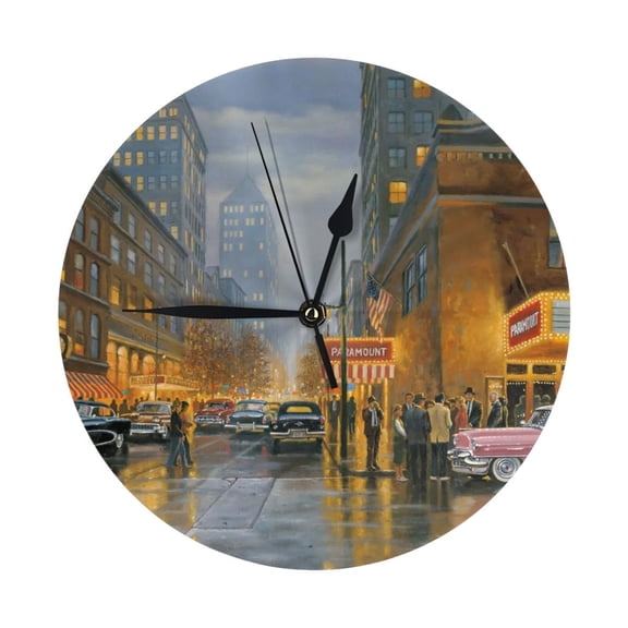 Round Wall Clock Evening At Paramount Printed Decorative & Creative Dual-Purpose Clocks Battery Operated For Home/Office/Classroom/School Clock