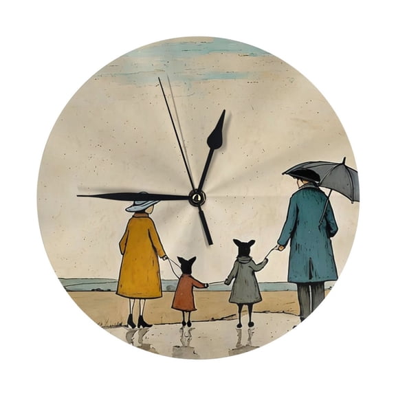 Round Wall Clock Family Printed Decorative & Creative Dual-Purpose Clocks Battery Operated For Home/Office/Classroom/School Clock