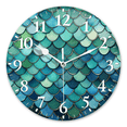 thumbnail image 1 of Round Wall Clock,Fish Scales In Shades Of Blue And Green,Silent Non-Ticking Wall Clock Decor for Home Office Kitchen Living Room Bedroom(10inch), 1 of 4