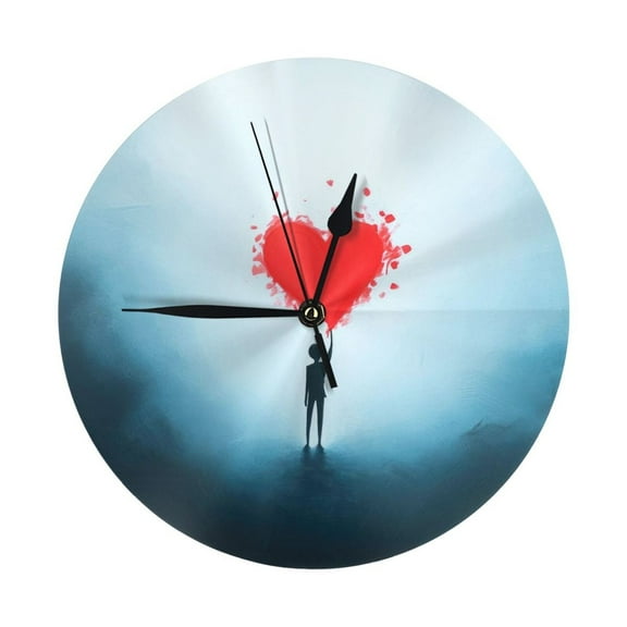 Round Wall Clock Heart Love Printed Decorative & Creative Dual-Purpose Clocks Battery Operated For Home/Office/Classroom/School Clock