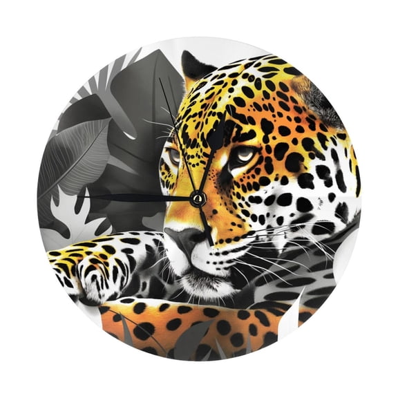Round Wall Clock Jaguar Printed Decorative & Creative Dual-Purpose Clocks Battery Operated For Home/Office/Classroom/School Clock