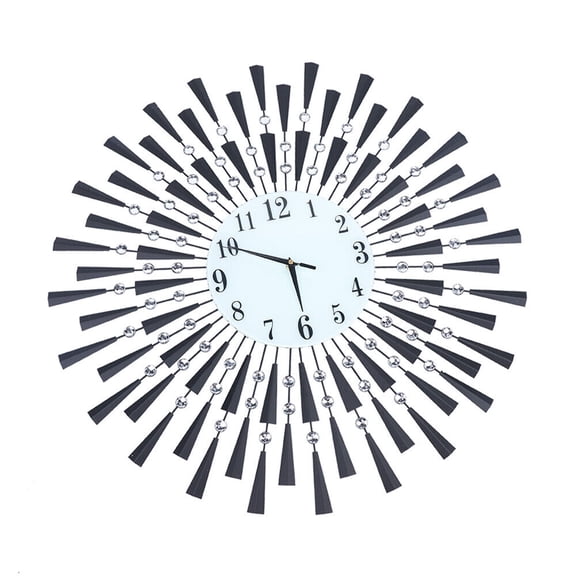 Round Wall Clock Metal Wall Watch for Room Office Decor Non-Ticking,Black