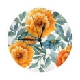 thumbnail image 1 of Round Wall Clock Orange Marigold And Green Leaves Printed Decorative & Creative Dual-Purpose Clocks Battery Operated For Home/Office/Classroom/School Clock, 1 of 7
