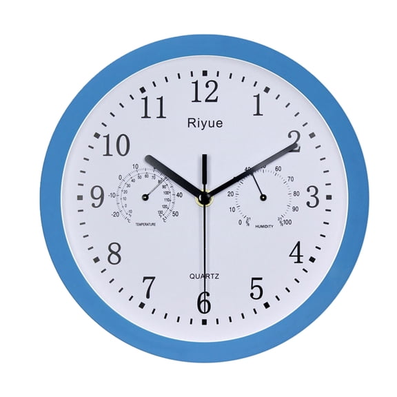 Round Wall Clock with Thermometer and Hygrometer Battery Operated Clock Decors