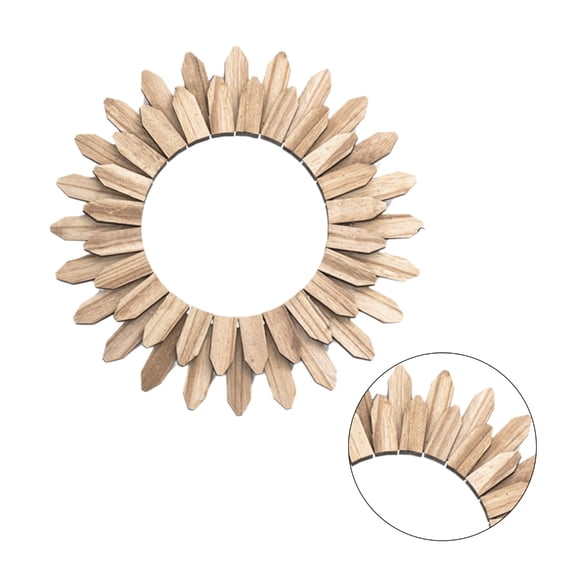 Round Wall Mirroed Wooden Sun Shape Hangings Mirrored Bathroom Bedroom Home Wall Decorations for Entryways