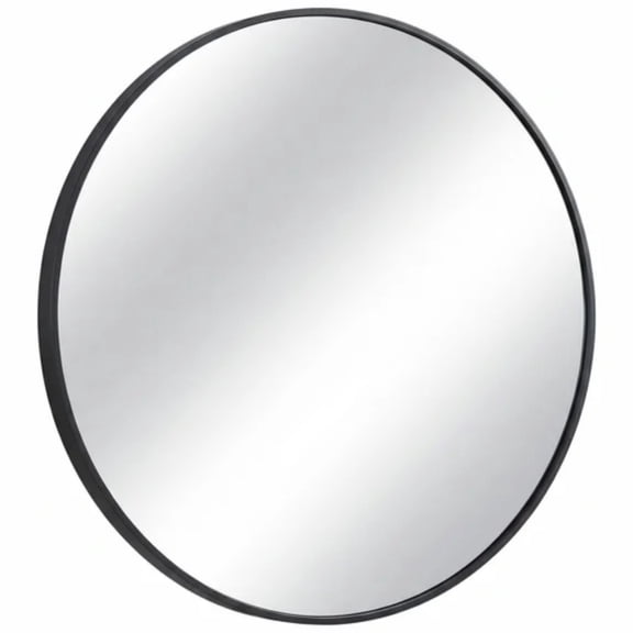 Round Wall Mirror,Bathroom Mirror Shatterproof with Hook,HD Anti-Fog for Over Sink,Entryway,Bedroom,Vanity, Black,30 Inch
