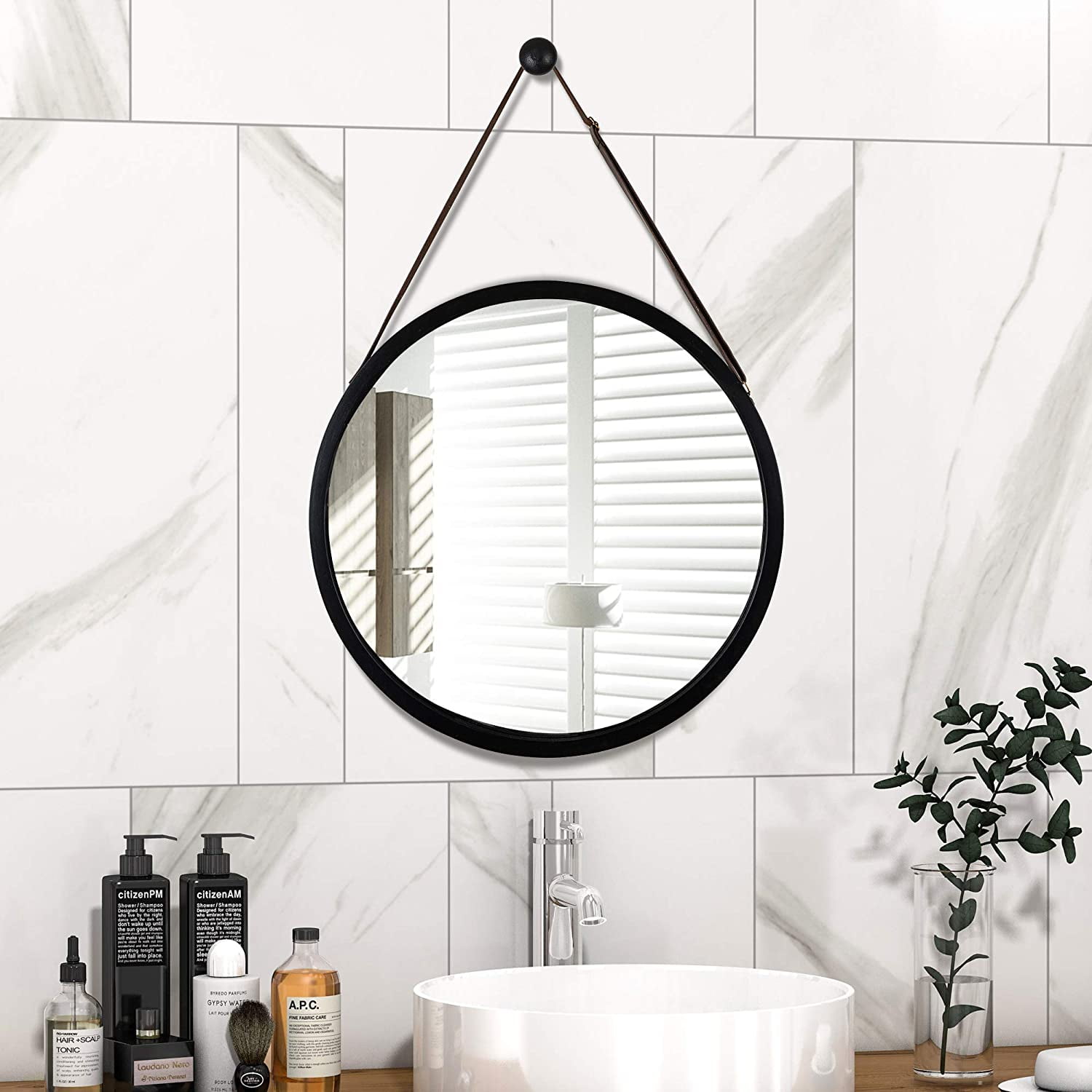 Black Frame Mirror, Bathroom Mirrors for Wall,26'' Round Circle Mirror for  Entryway Bedroom Vanity(26'',Black)