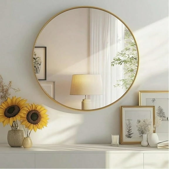 Round Wall Mirror - Black Metal Frame, Decorative Vanity Mirror for Bathroom Over Sink, Living Room, Bedroom & Entryway