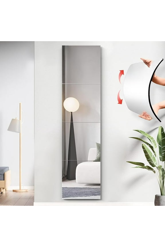 Round Wall Mirror Tile, Self Adhesive Non Glass Mirror Sticker Acrylic Mirror Disc High Clear Wall Mirror Circle Mirror Decorative Mirror for Bathroom, Bedroom, Door